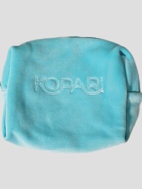 Kopari beauty plush blue skincare makeup cosmetics bag bags case pouch new